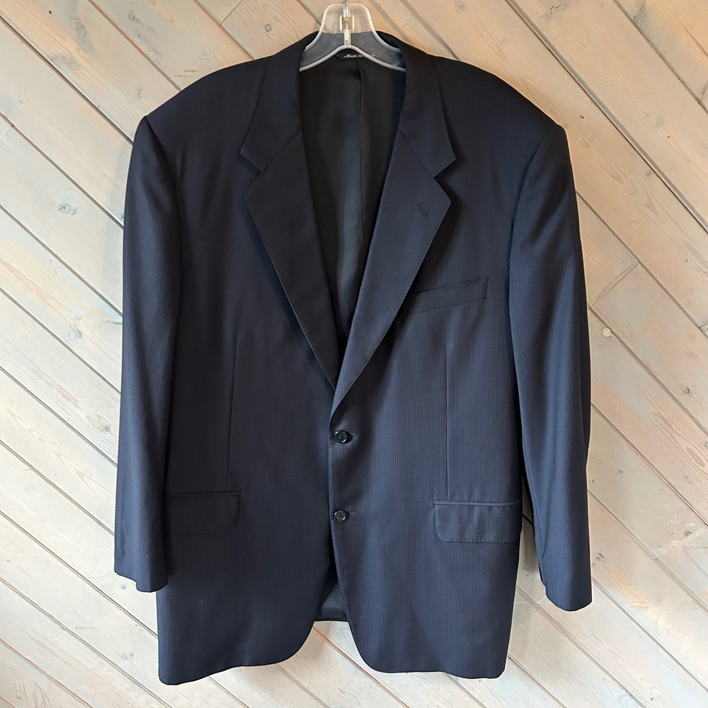 Canali Mens Navy Blue Pinstripe‎ Wool Suit Made in Italy 44 Blazer Pants 40x29